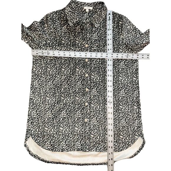 Tyler Boe Women's S Leopard Print Button Up Top Long Sleeve Faux‎ Suede - Picture 8 of 12